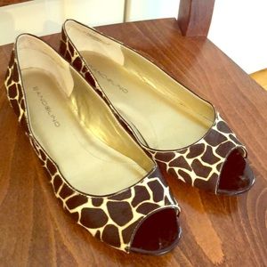 Animal print peep toe flats